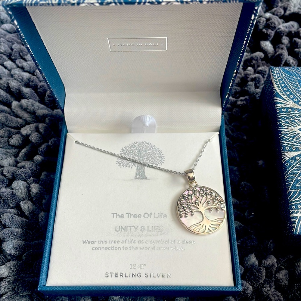 NWOT Annika Witt Sterling silver Tree of Life Necklace 16” + 2” extender